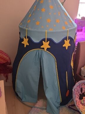 Star Castle Play Tent in Light Blue and Navy - Kids Theater